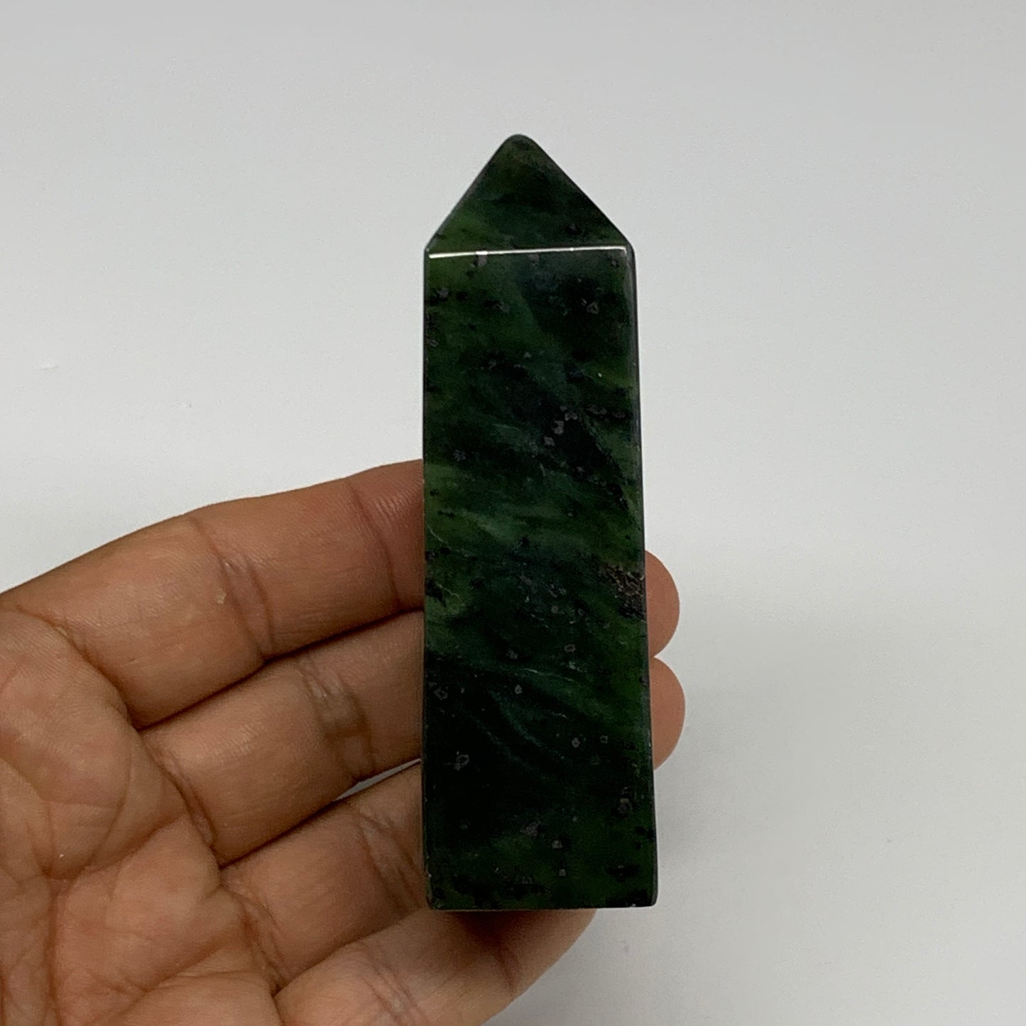 144.7g, 3.3"x1.4"x1", Serpentine Point Tower Obelisk Crystal @Pakistan, B29632