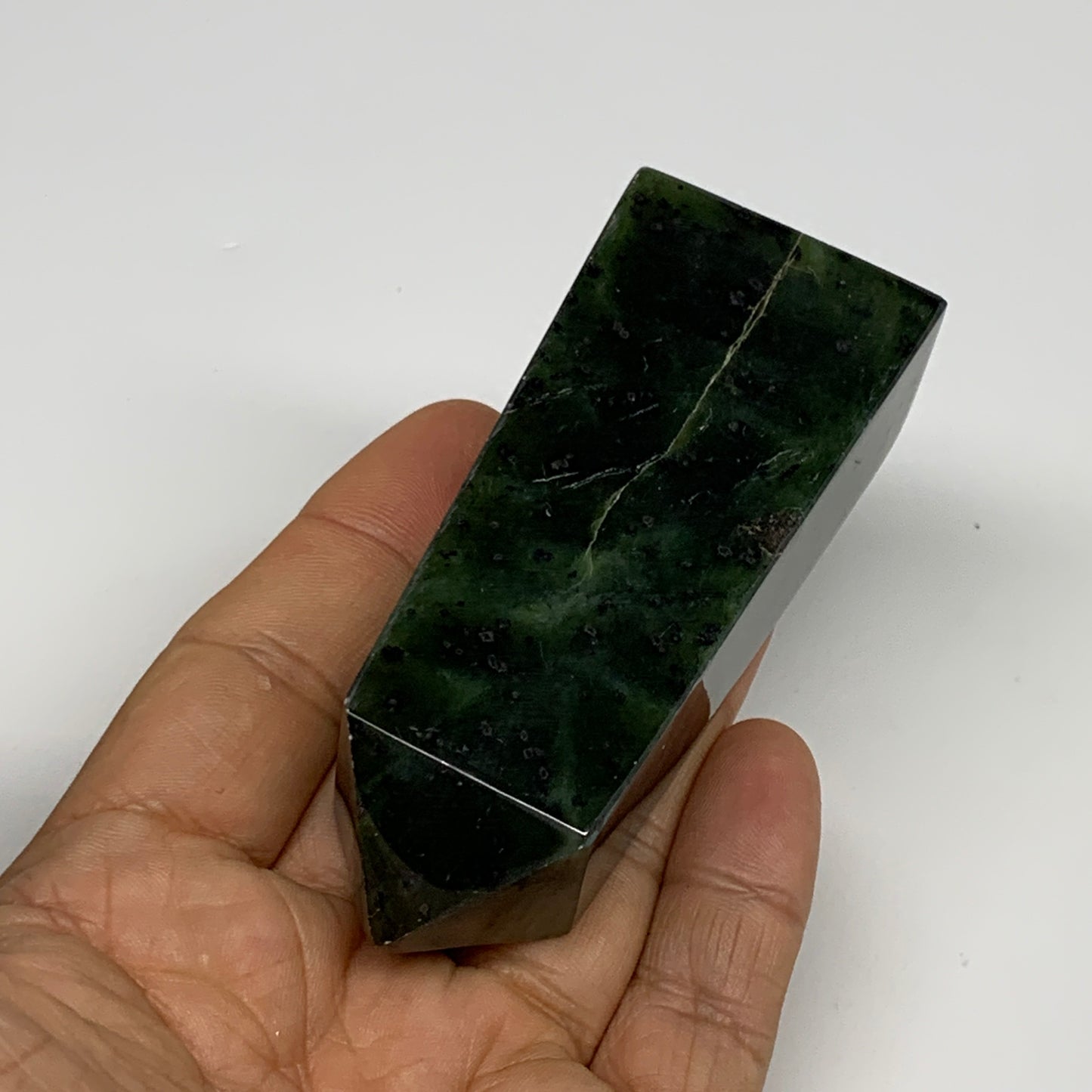 144.7g, 3.3"x1.4"x1", Serpentine Point Tower Obelisk Crystal @Pakistan, B29632