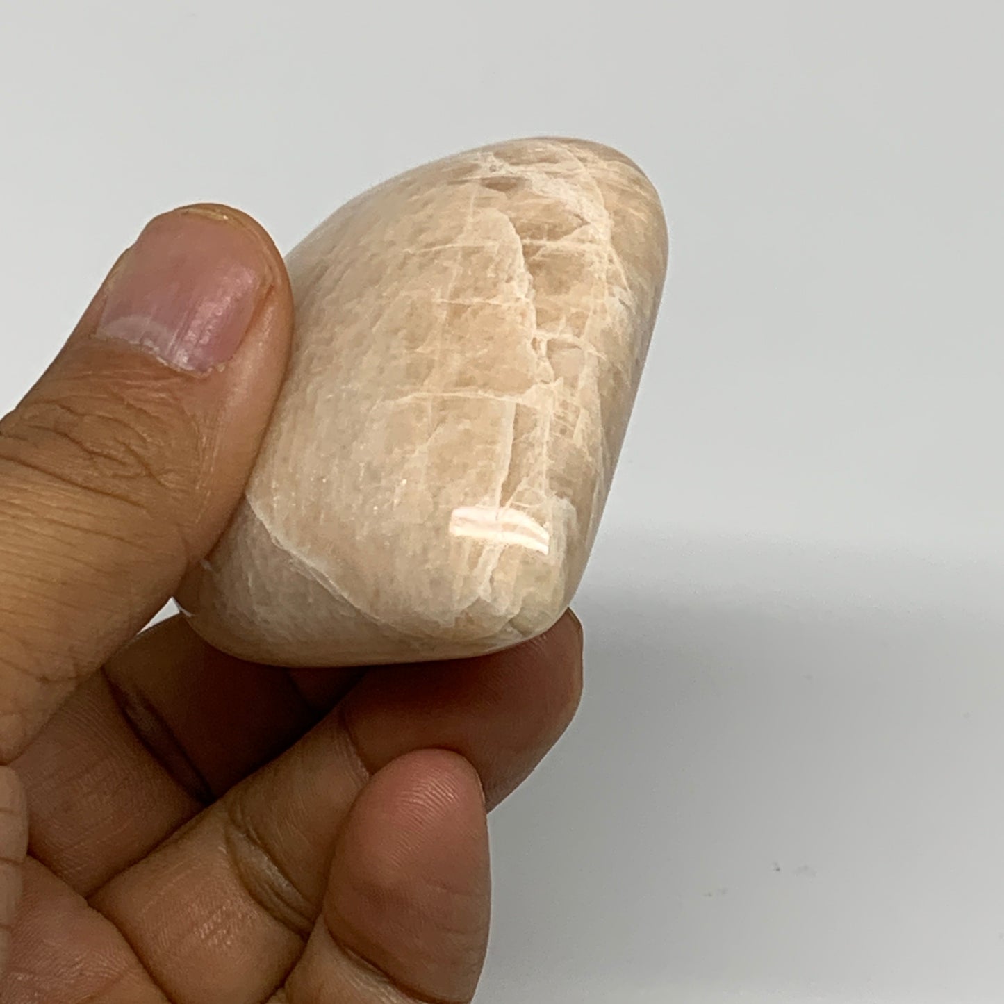 84.4g, 2.1"x2.2"x0.9", Peach Moonstone Heart Crystal Polished Gemstone, B28108