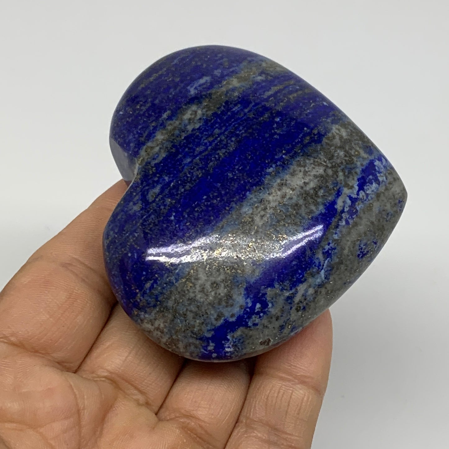 0.4 lbs, 2.5"x2.9"x1", Natural Lapis Lazuli Heart Polished Crystal, B36672