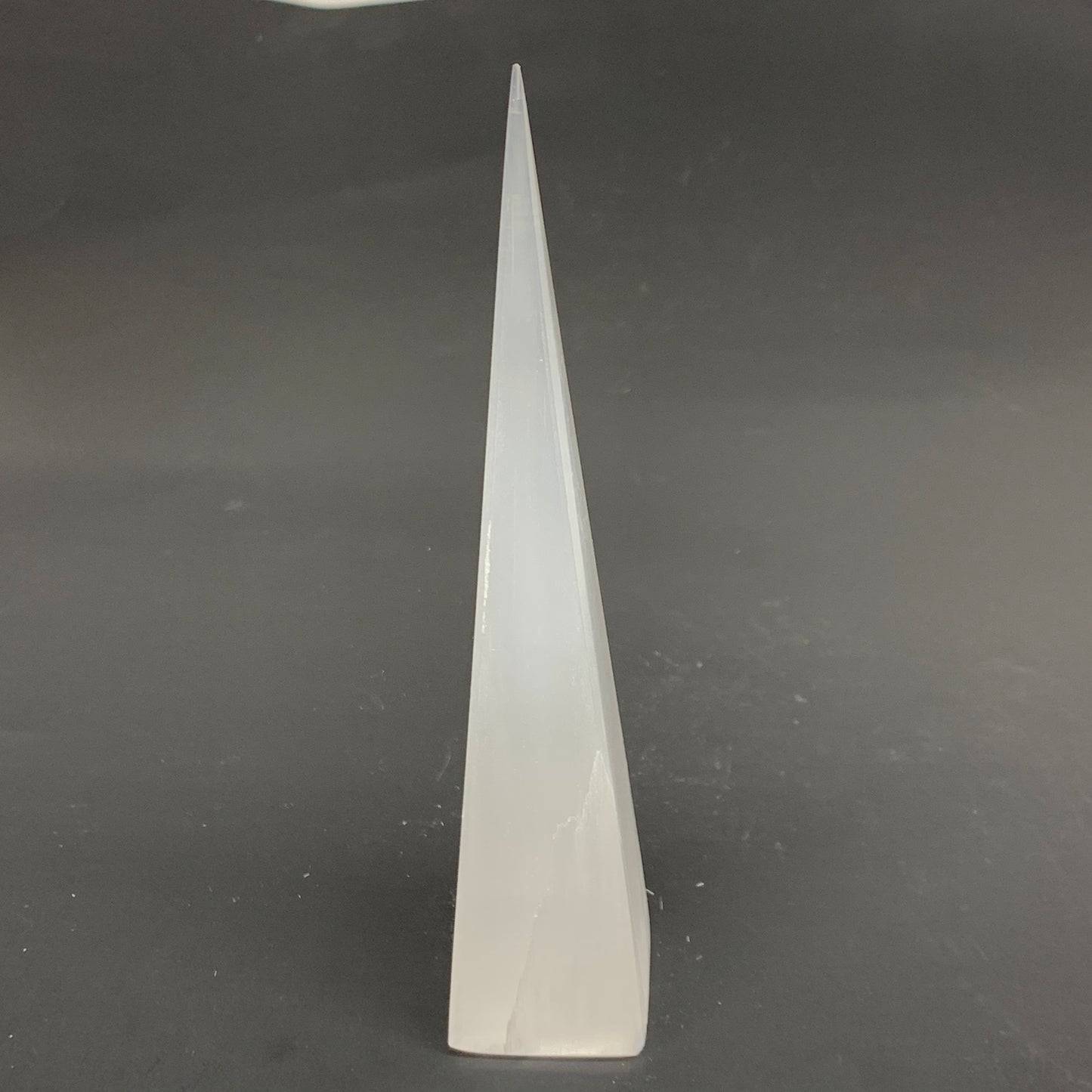 271g, 7.7"x1.6" Selenite (Satin Spar) Crystal Crystal Tower Point, B35963