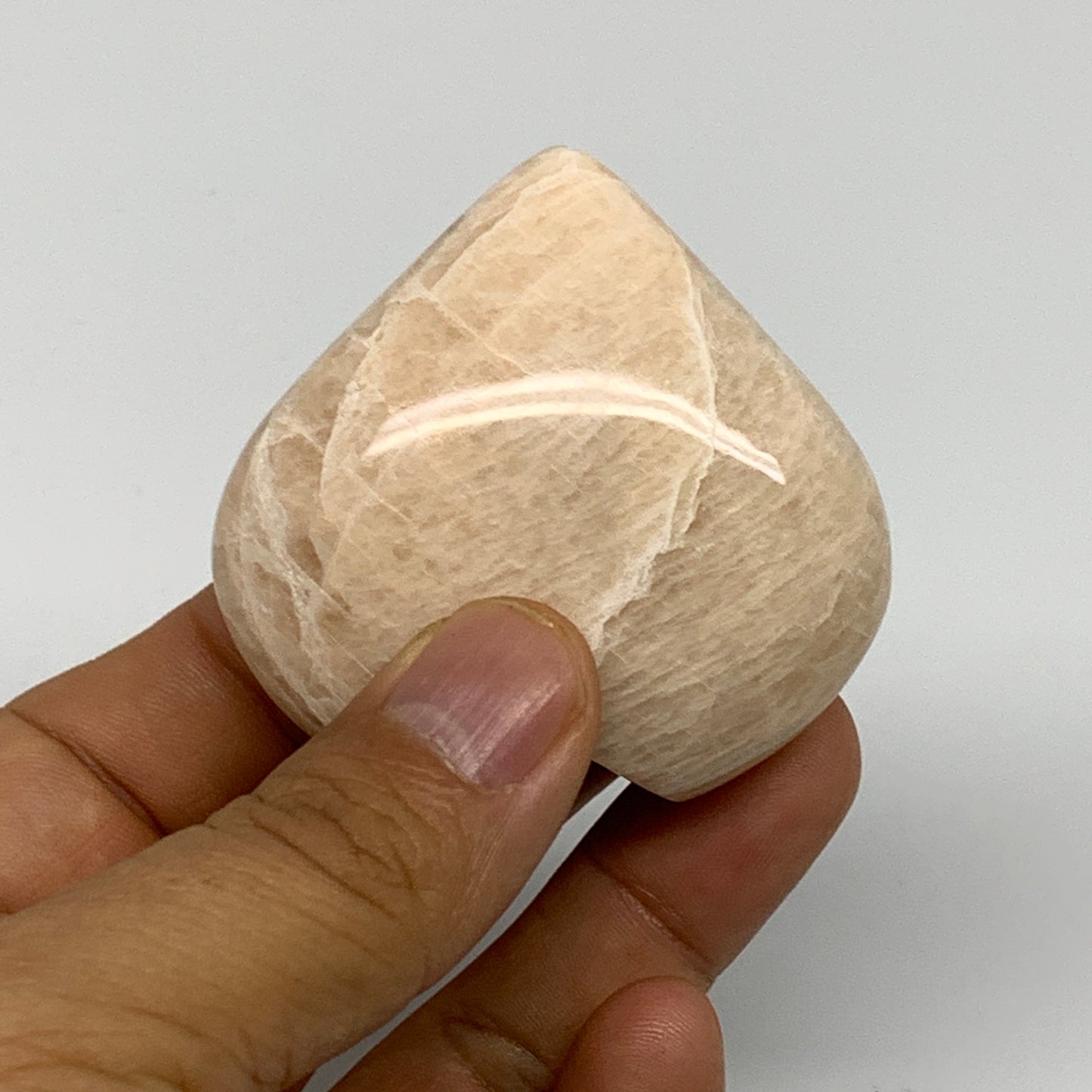 84.4g, 2.1"x2.2"x0.9", Peach Moonstone Heart Crystal Polished Gemstone, B28108