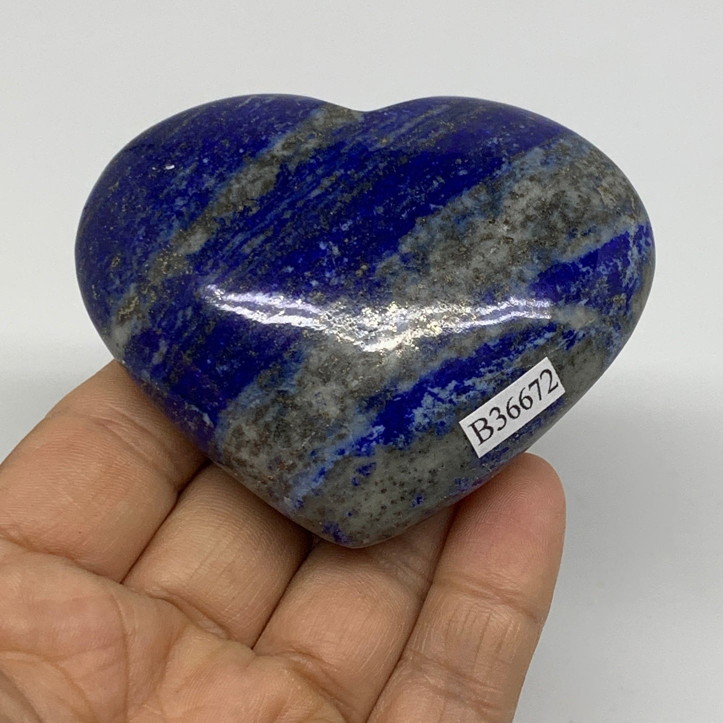 0.4 lbs, 2.5"x2.9"x1", Natural Lapis Lazuli Heart Polished Crystal, B36672