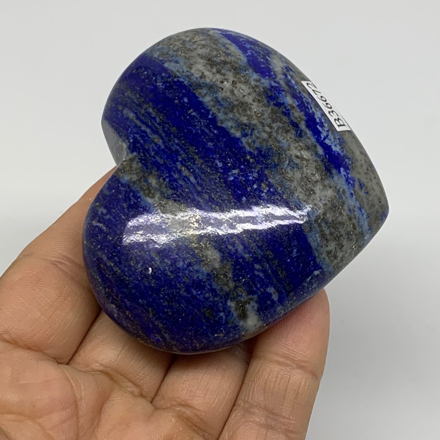 0.4 lbs, 2.5"x2.9"x1", Natural Lapis Lazuli Heart Polished Crystal, B36672