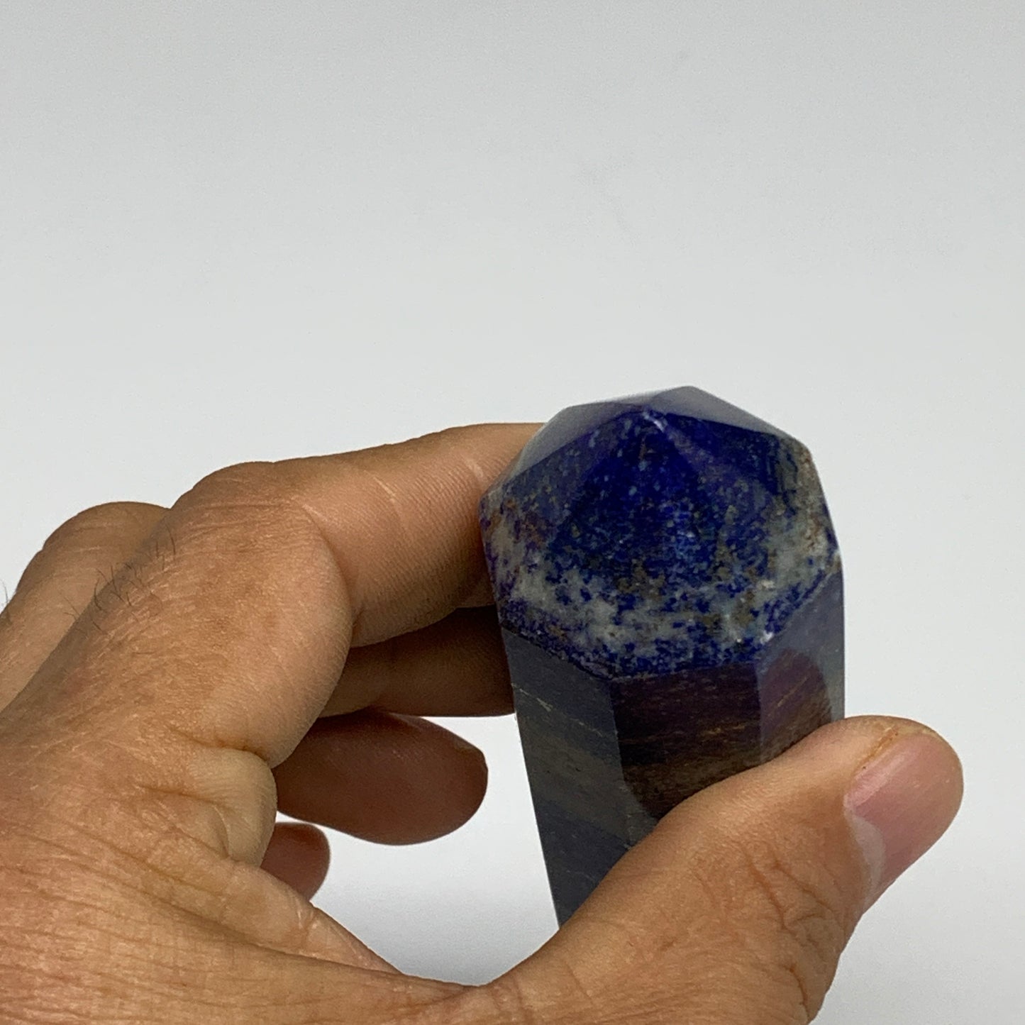 174.4g, 3.6"x1.1", Natural Lapis Lazuli Tower Point Obelisk Afghanistan,B30383