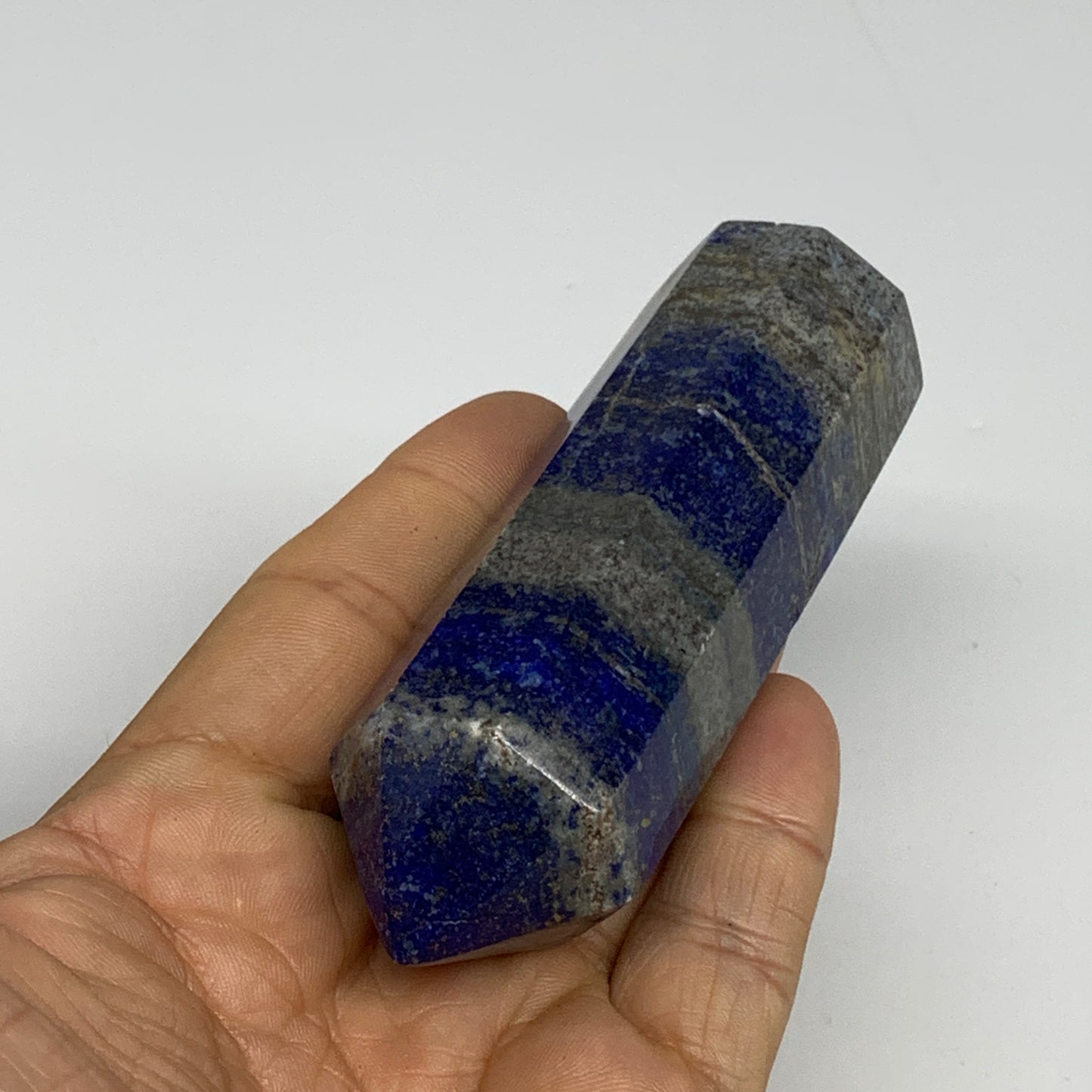 174.4g, 3.6"x1.1", Natural Lapis Lazuli Tower Point Obelisk Afghanistan,B30383
