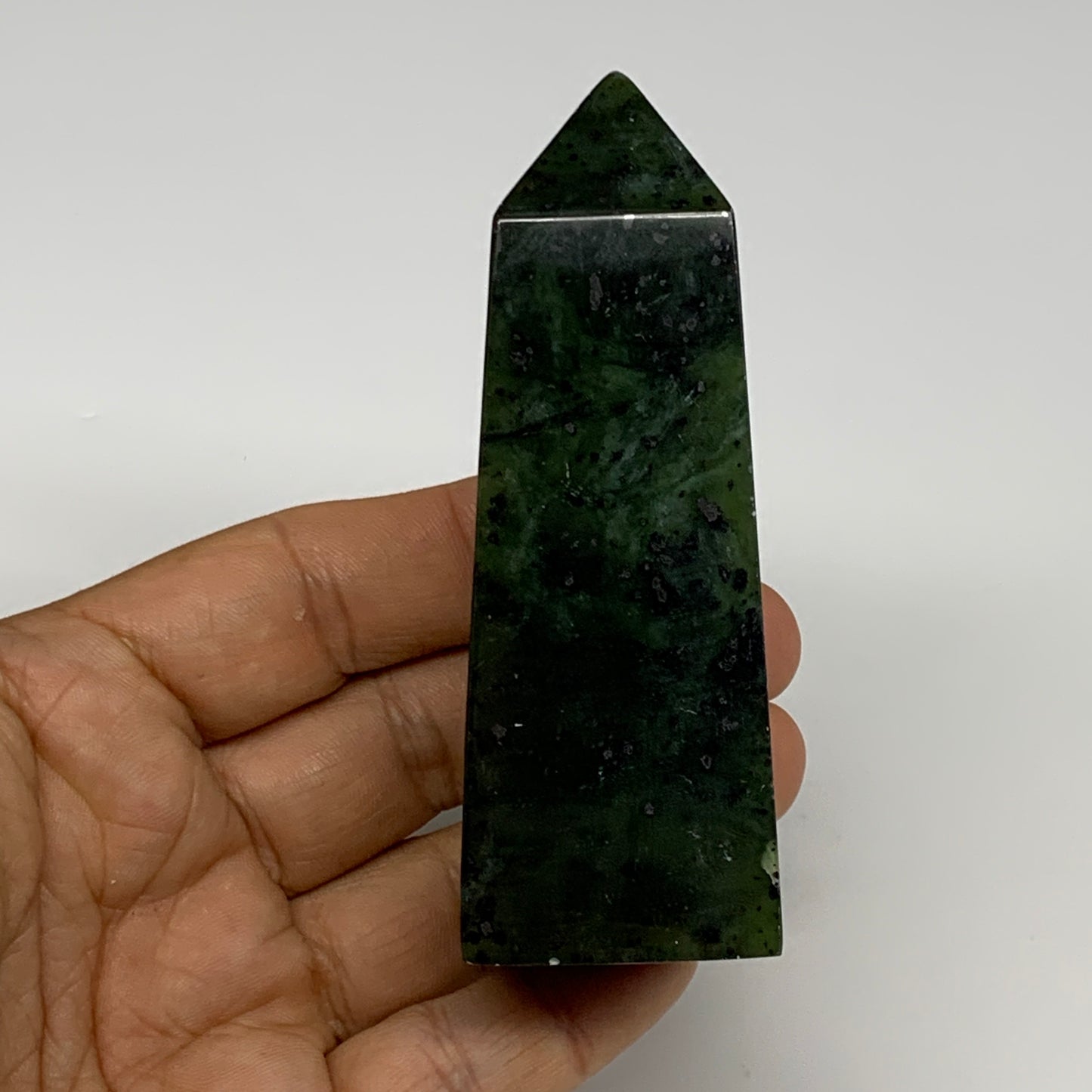 164g, 3.6"x1.3"x1.2", Serpentine Point Tower Obelisk Crystal @Pakistan, B29634