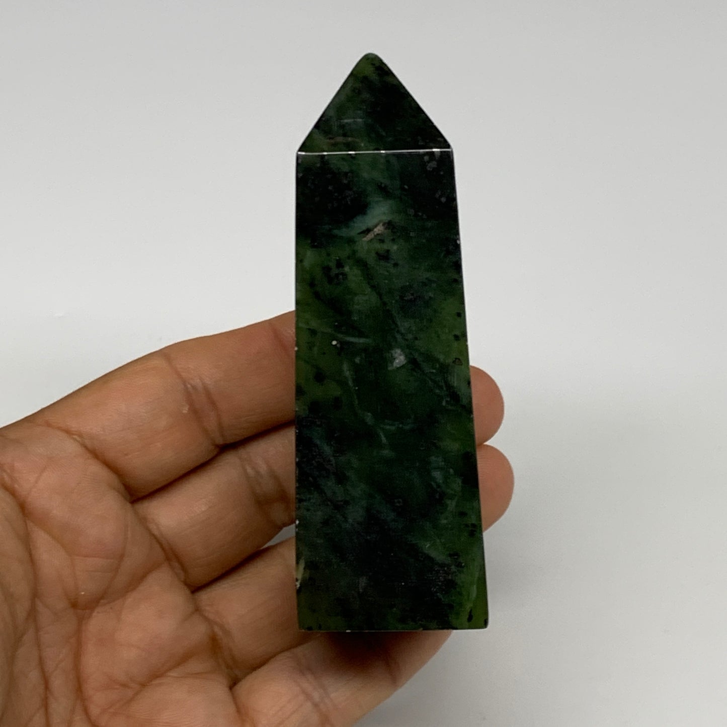 164g, 3.6"x1.3"x1.2", Serpentine Point Tower Obelisk Crystal @Pakistan, B29634