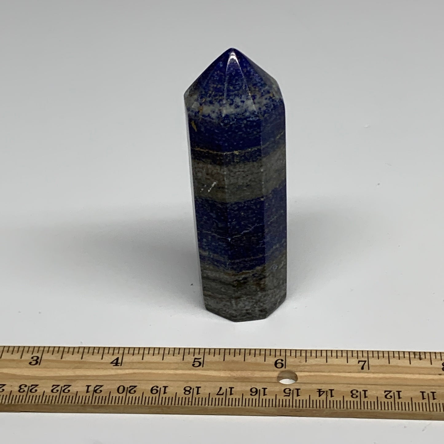 174.4g, 3.6"x1.1", Natural Lapis Lazuli Tower Point Obelisk Afghanistan,B30383