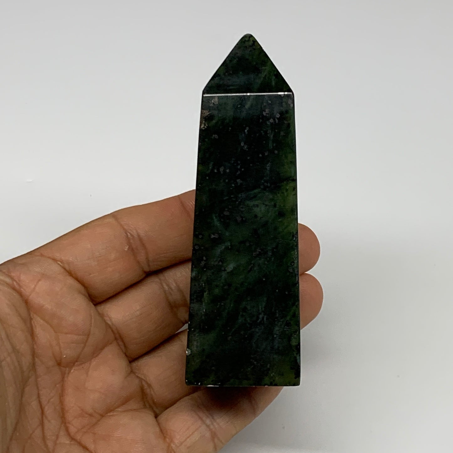 164g, 3.6"x1.3"x1.2", Serpentine Point Tower Obelisk Crystal @Pakistan, B29634