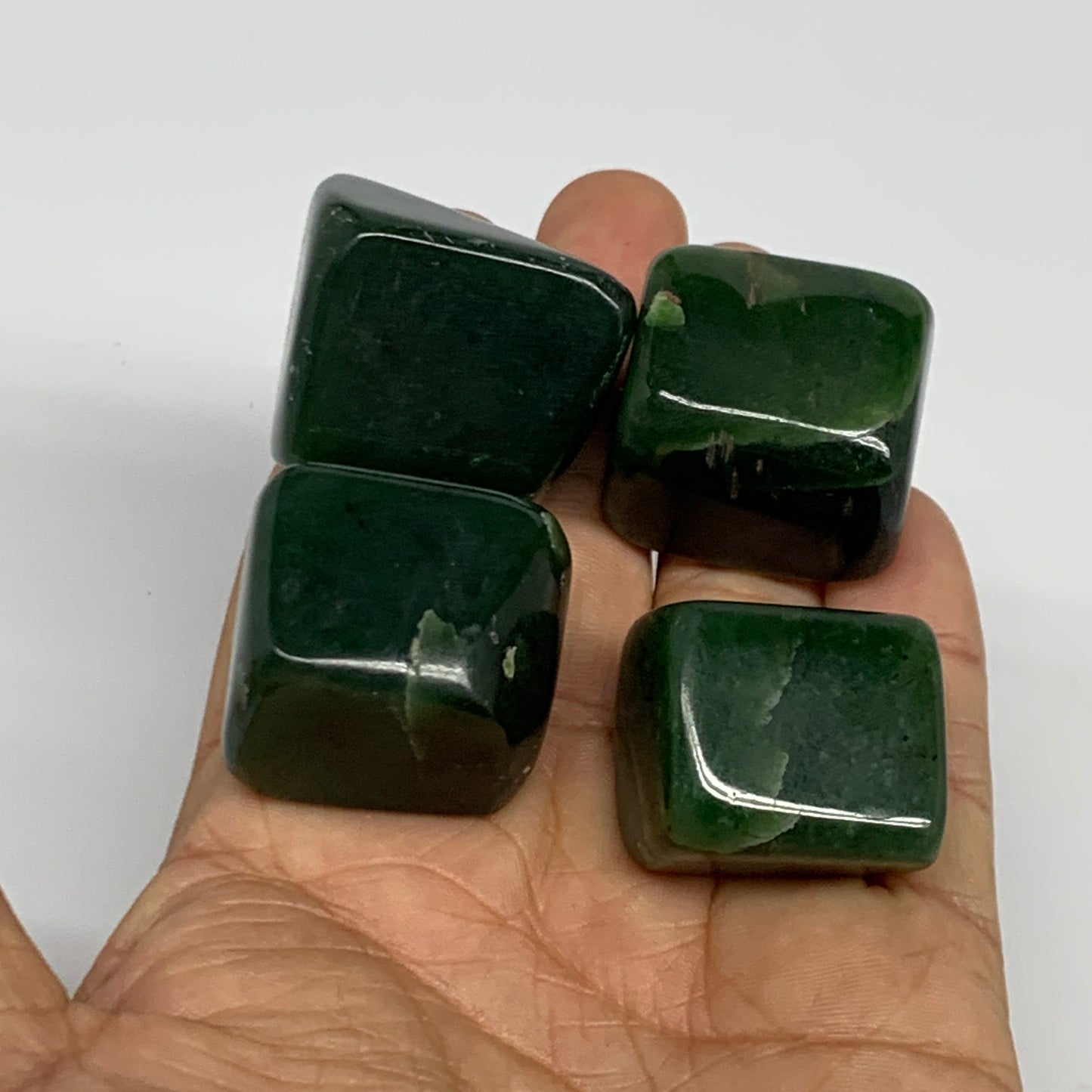 160.1g, 1"-1.2", 4pcs, Natural Nephrite Jade Tumbled Stone @Afghanistan,B31905