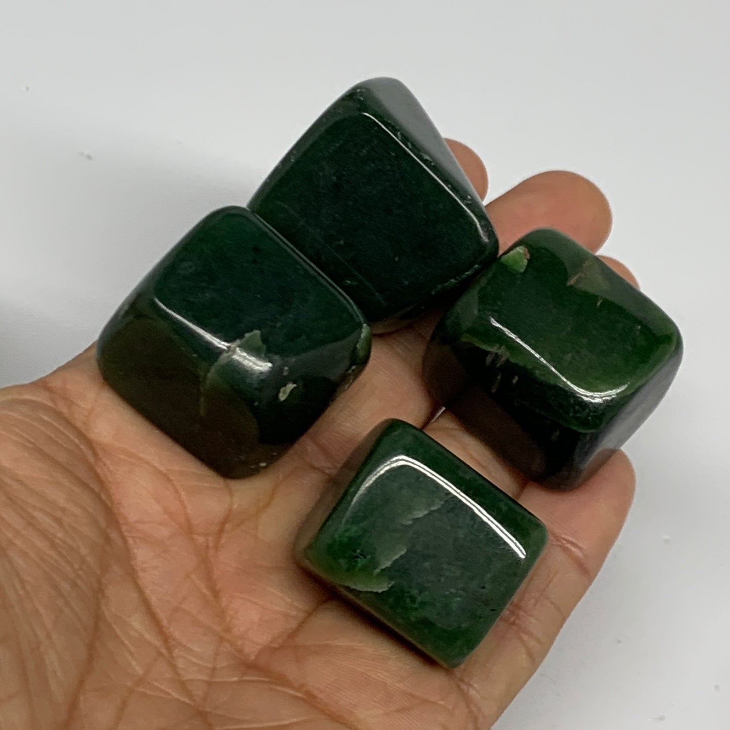 160.1g, 1"-1.2", 4pcs, Natural Nephrite Jade Tumbled Stone @Afghanistan,B31905