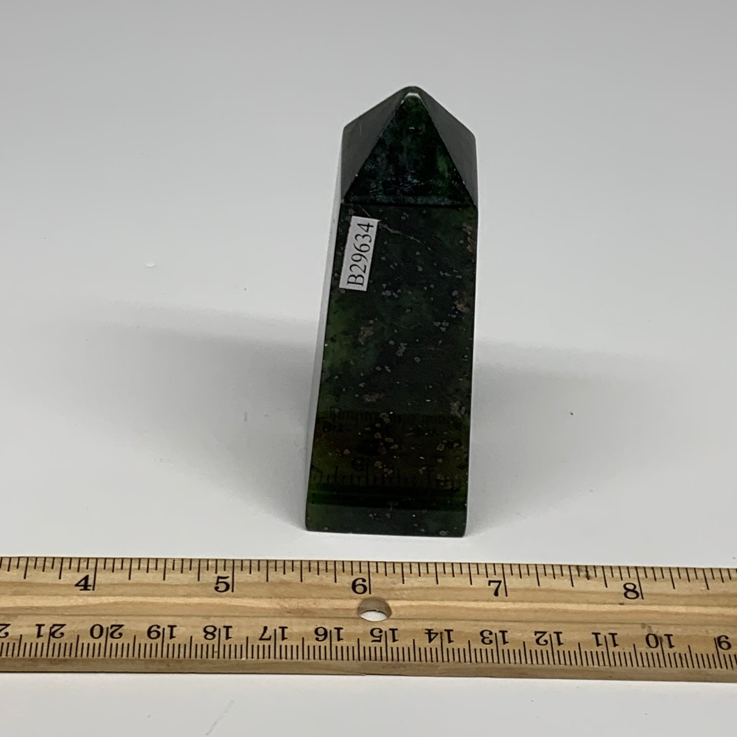164g, 3.6"x1.3"x1.2", Serpentine Point Tower Obelisk Crystal @Pakistan, B29634