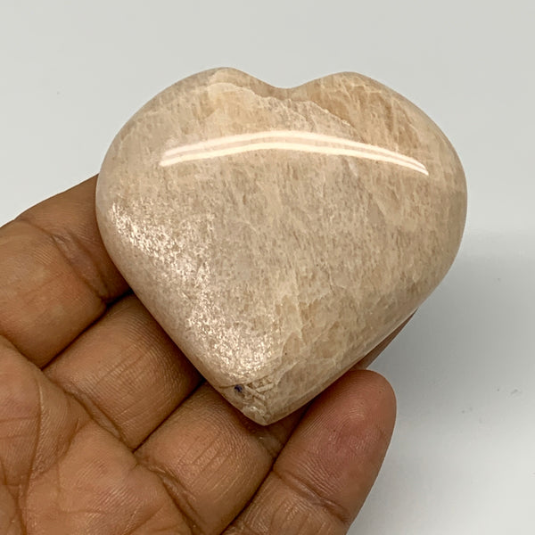 84.9g, 2.1"x2.2"x0.9", Peach Moonstone Heart Crystal Polished Gemstone, B28110