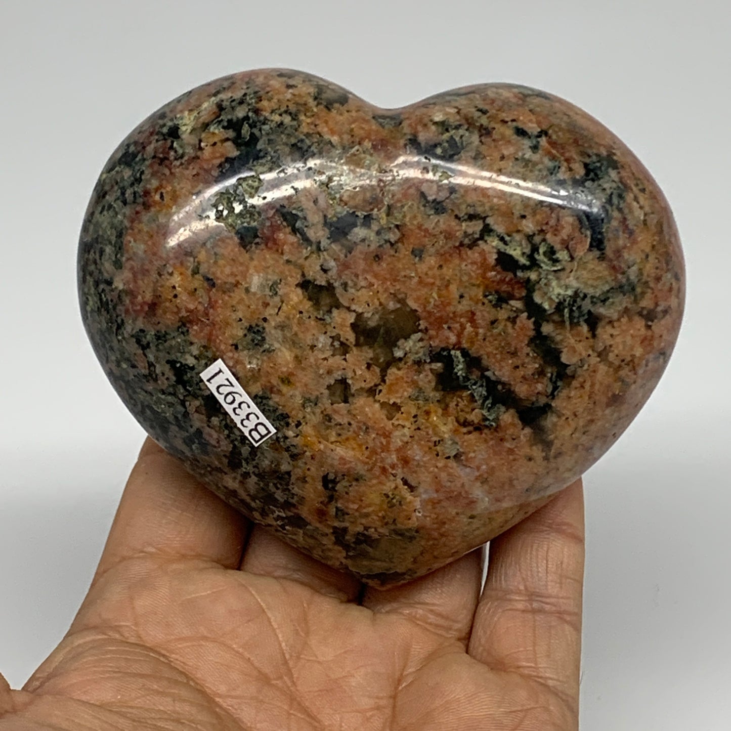0.91 lbs, 3.1"x3.6"x1.6", Red Jasper Heart Polished Healing Home Decor, B33921