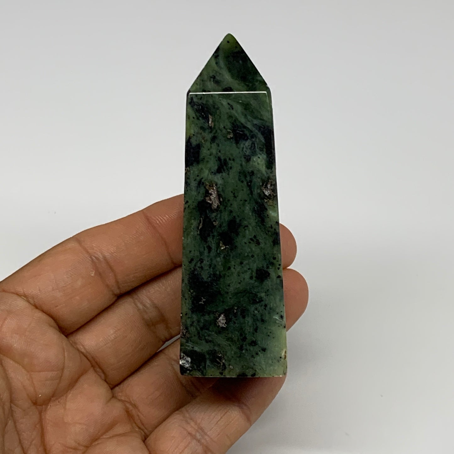 116.7g, 3.3"x1.2"x1", Serpentine Point Tower Obelisk Crystal @Pakistan, B29635