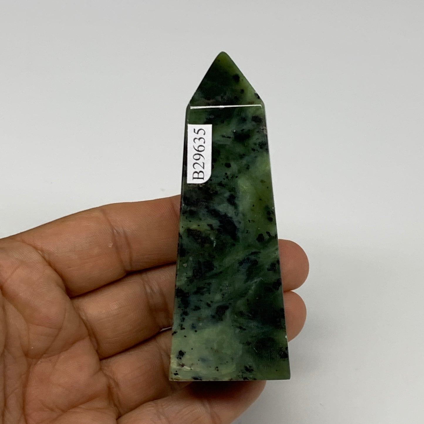 116.7g, 3.3"x1.2"x1", Serpentine Point Tower Obelisk Crystal @Pakistan, B29635
