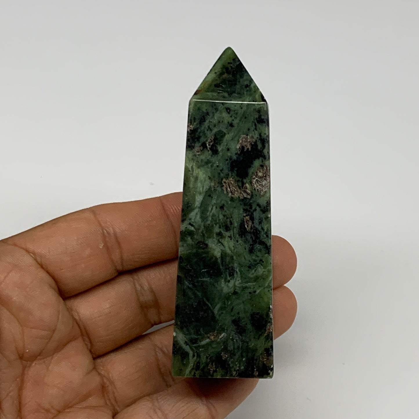 116.7g, 3.3"x1.2"x1", Serpentine Point Tower Obelisk Crystal @Pakistan, B29635