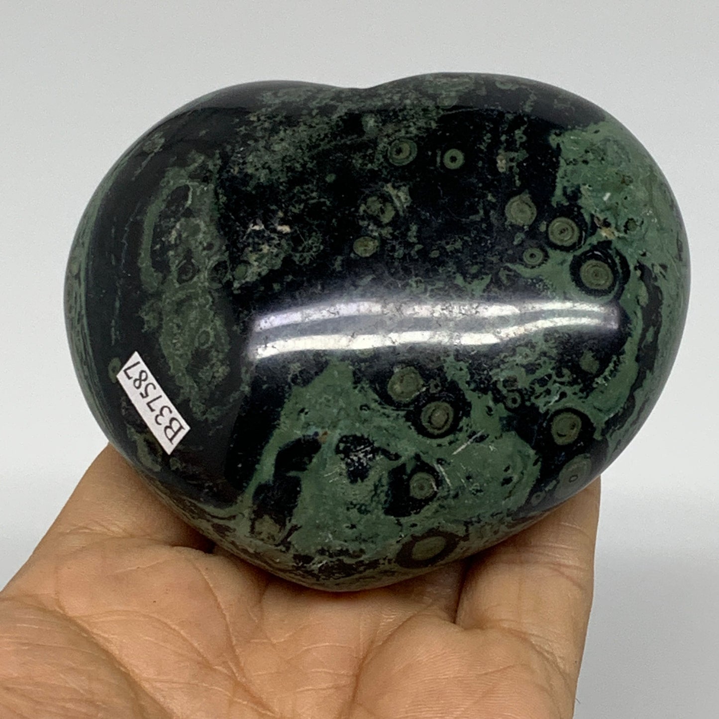 0.72 lbs, 2.9"x3.3"x1.5", Kambaba Jasper Heart Crocodile Polished Crystal, B3758