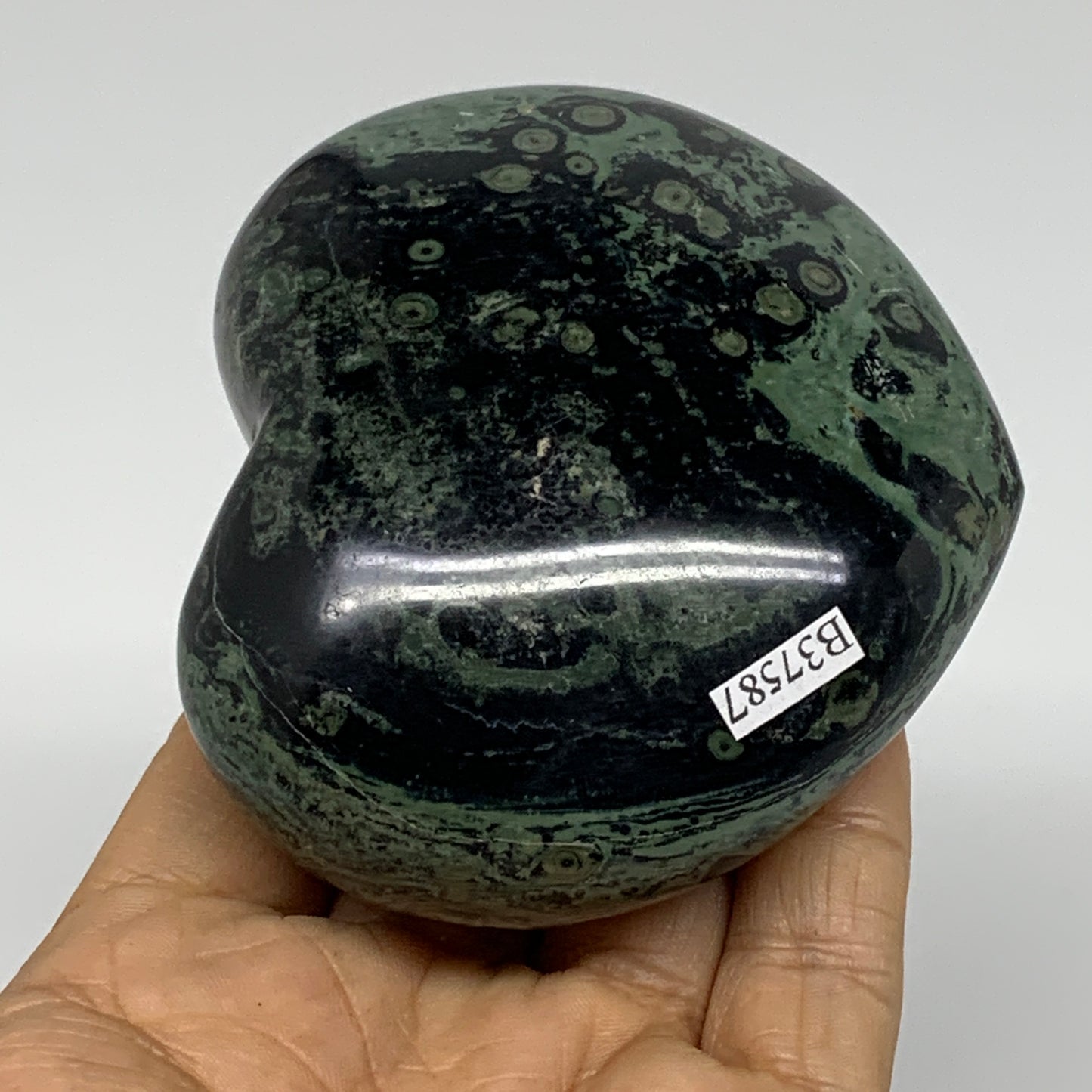 0.72 lbs, 2.9"x3.3"x1.5", Kambaba Jasper Heart Crocodile Polished Crystal, B3758