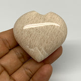 64.4g, 1.9"x2"x0.8", Peach Moonstone Heart Crystal Polished Gemstone, B28111