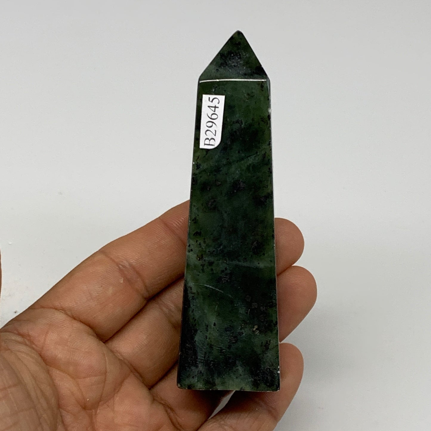 110.3g, 3.8"x1.1"x0.9", Serpentine Point Tower Obelisk Crystal @Pakistan, B29645