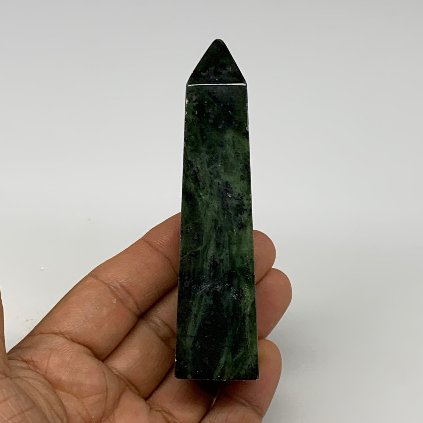 110.3g, 3.8"x1.1"x0.9", Serpentine Point Tower Obelisk Crystal @Pakistan, B29645