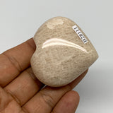 64.4g, 1.9"x2"x0.8", Peach Moonstone Heart Crystal Polished Gemstone, B28111