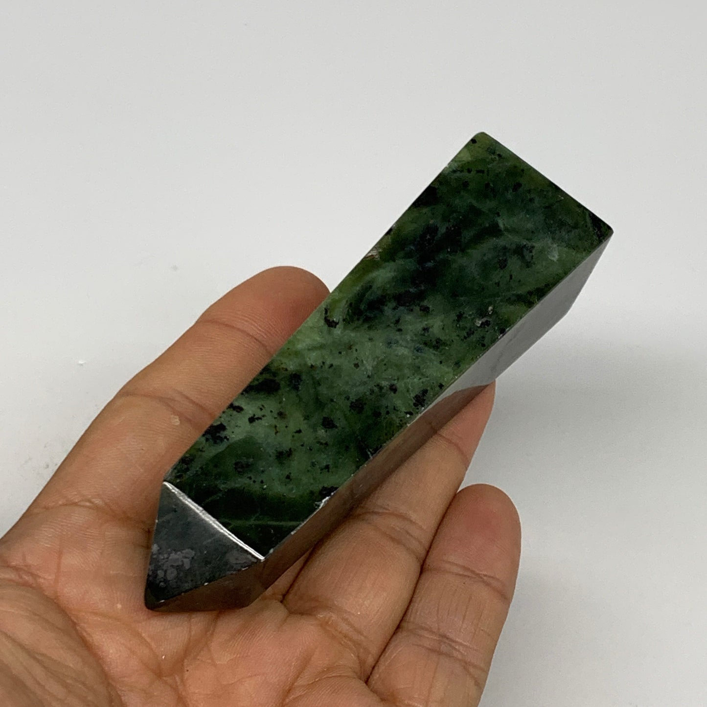 110.3g, 3.8"x1.1"x0.9", Serpentine Point Tower Obelisk Crystal @Pakistan, B29645