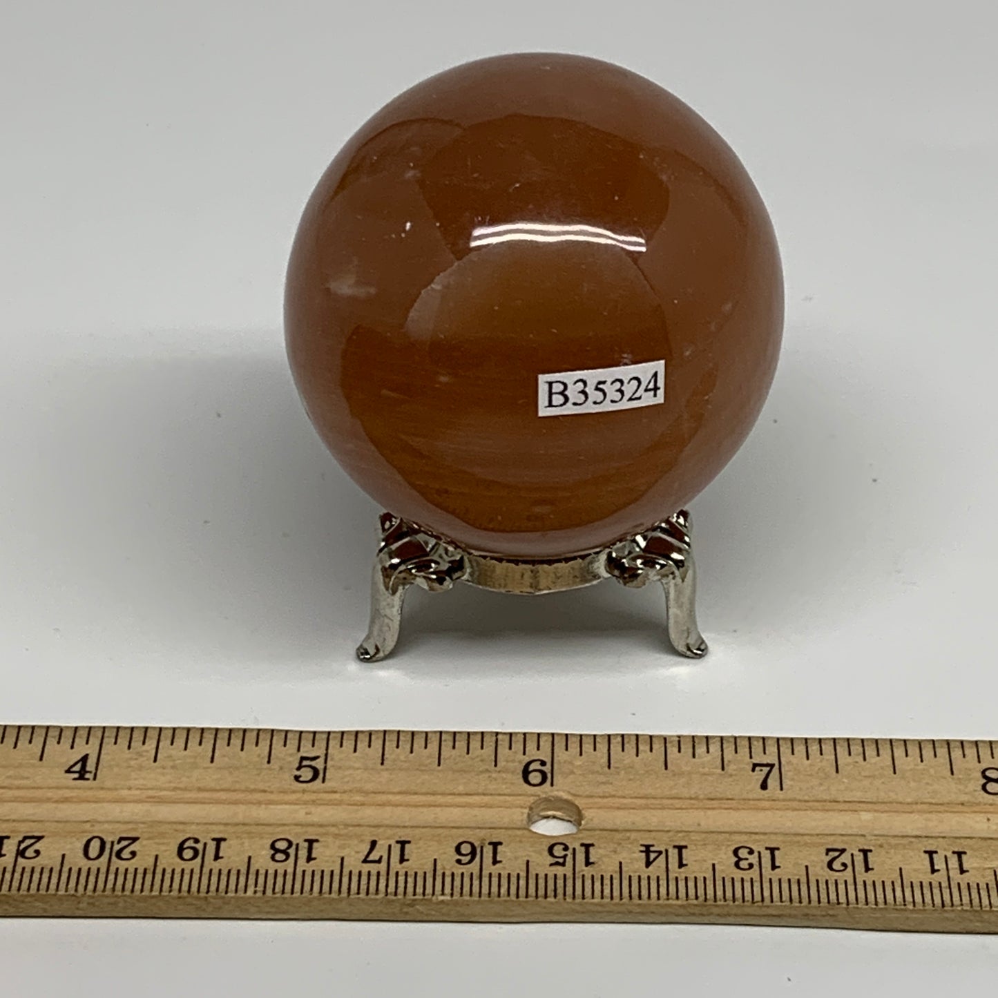 257.2g,2.2"(56mm), Honey Calcite Sphere Polished Gemstone, B35325