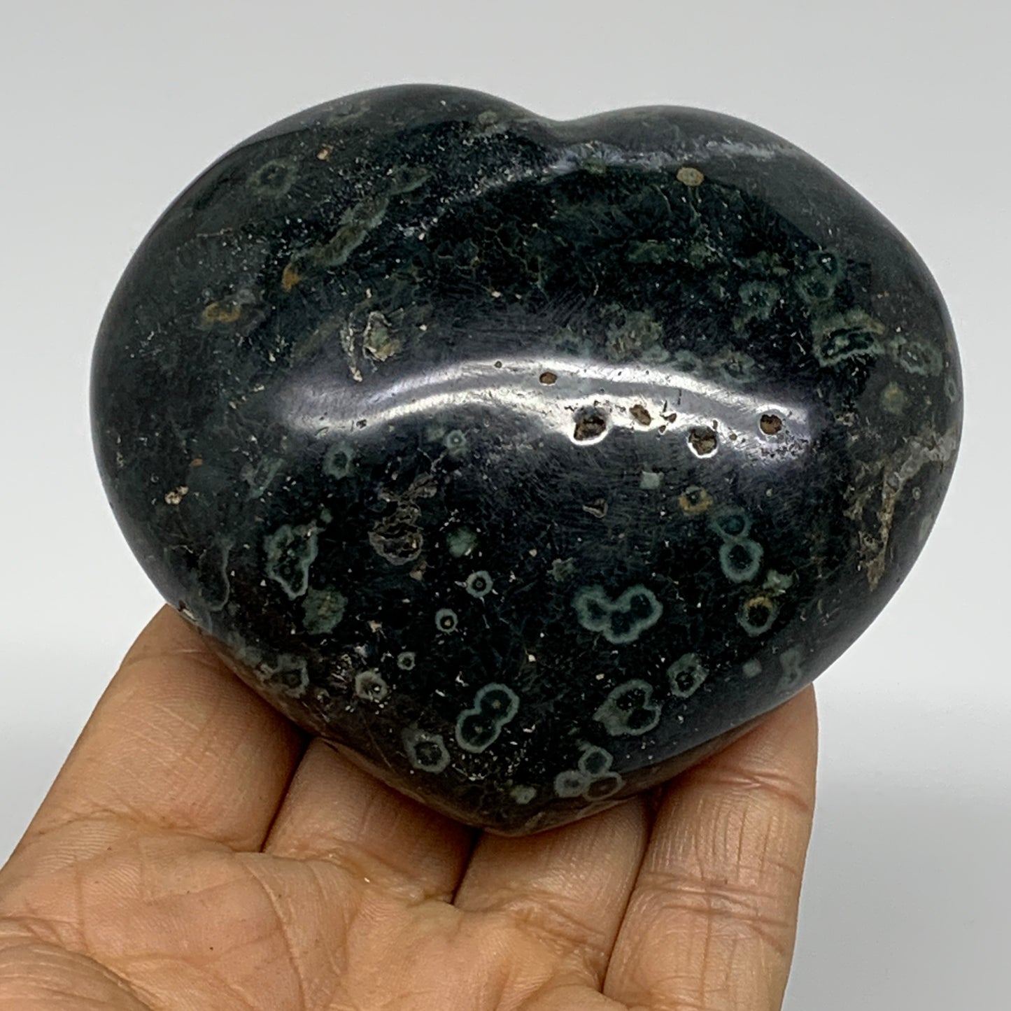 0.73 lbs, 3"x3.4"x1.5", Kambaba Jasper Heart Crocodile Polished Crystal, B37588
