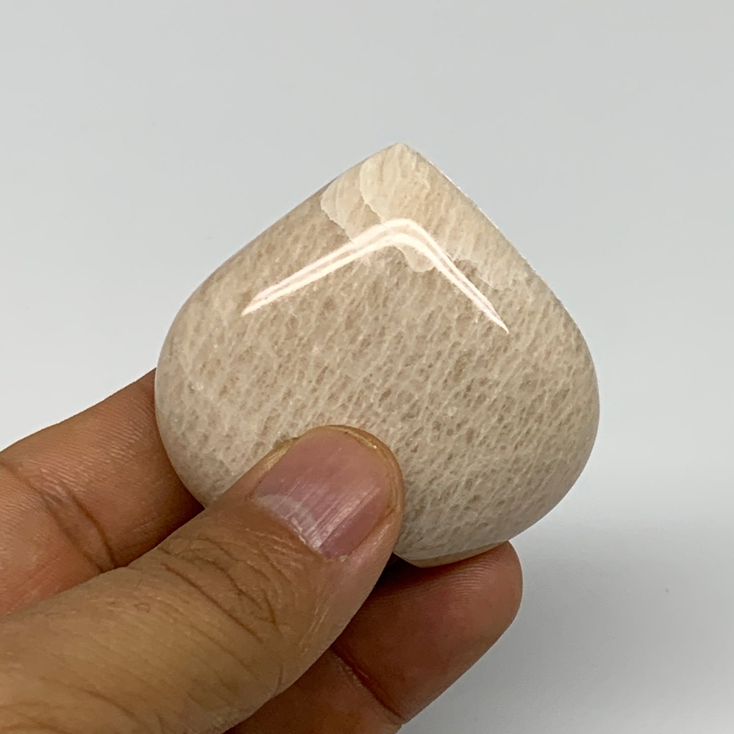 64.4g, 1.9"x2"x0.8", Peach Moonstone Heart Crystal Polished Gemstone, B28111