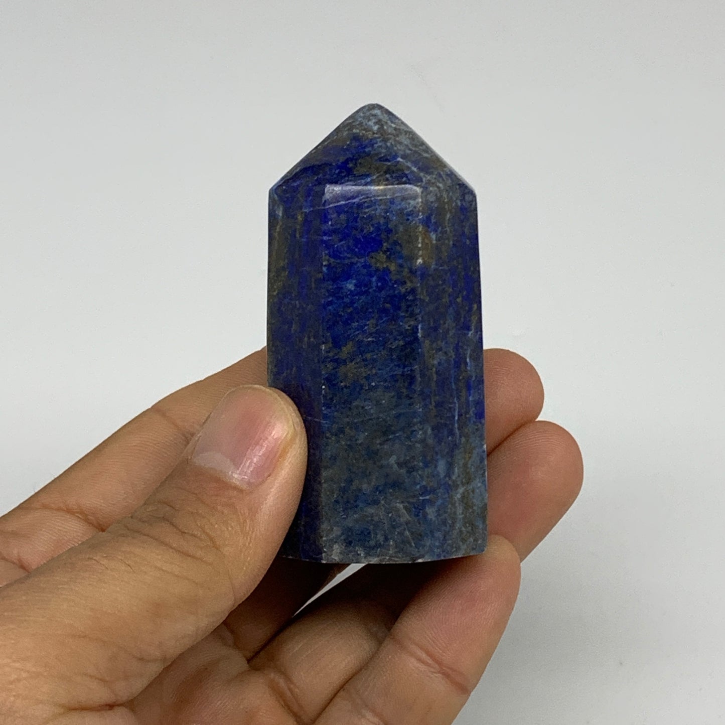 143.8g, 2.6"x1.2", Natural Lapis Lazuli Tower Point Obelisk Afghanistan,B30386