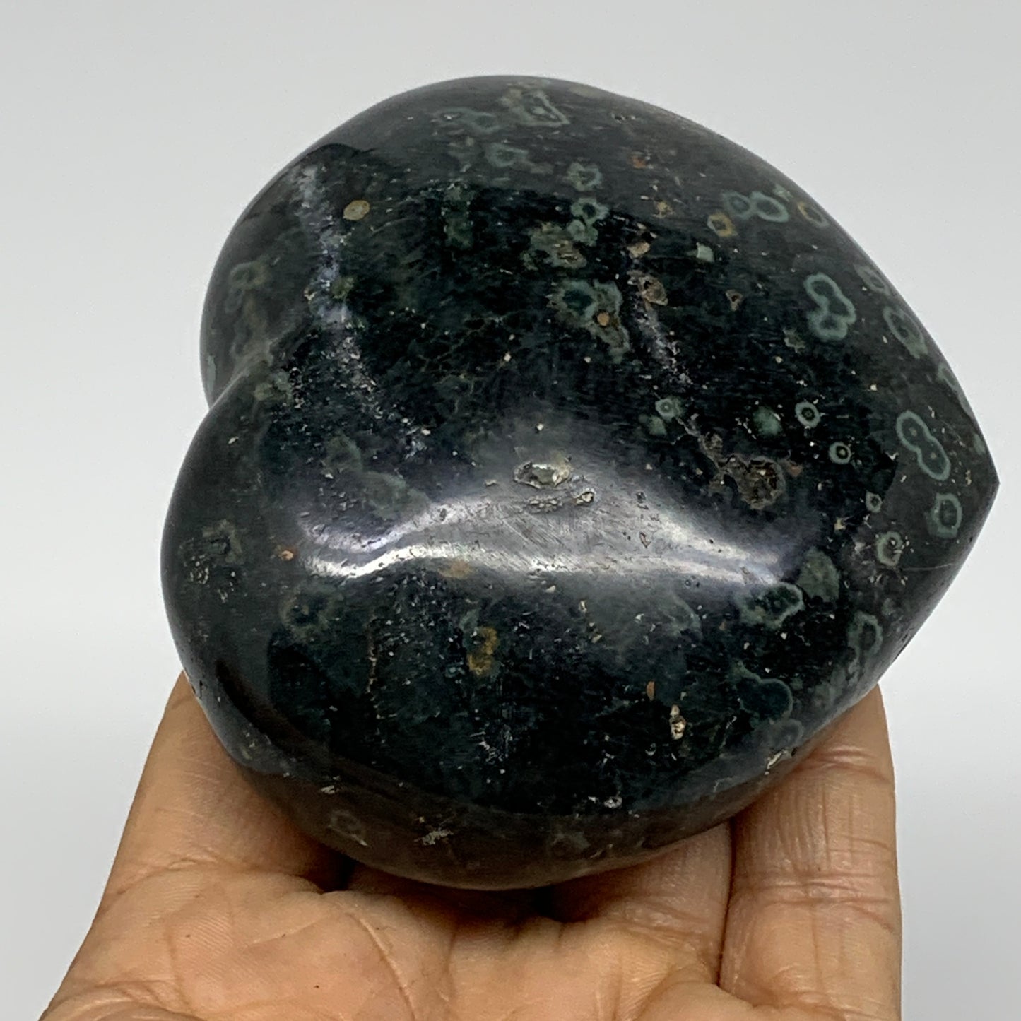 0.73 lbs, 3"x3.4"x1.5", Kambaba Jasper Heart Crocodile Polished Crystal, B37588