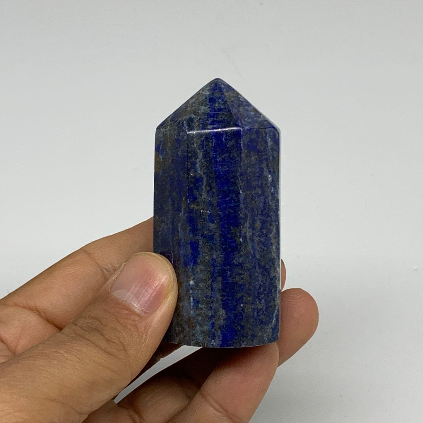 143.8g, 2.6"x1.2", Natural Lapis Lazuli Tower Point Obelisk Afghanistan,B30386