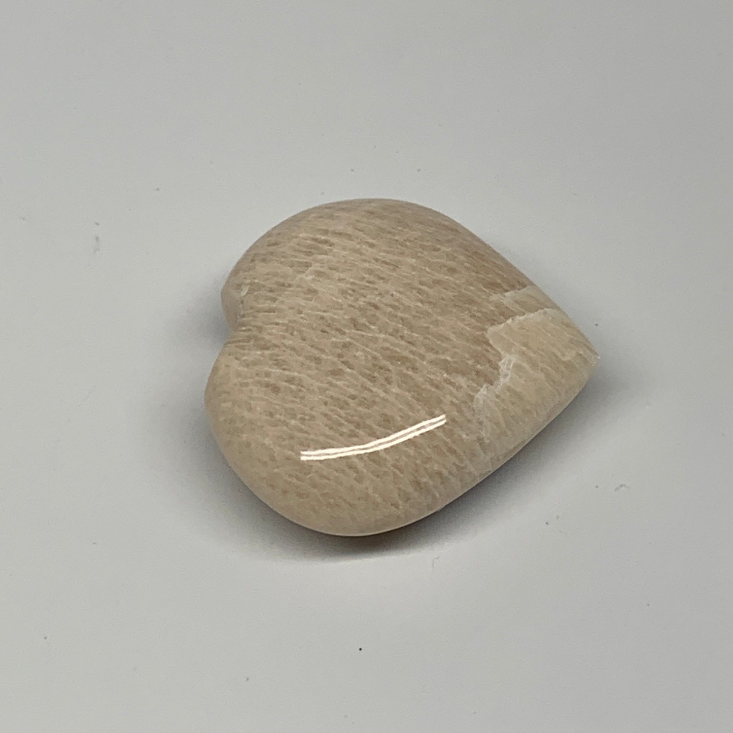 64.4g, 1.9"x2"x0.8", Peach Moonstone Heart Crystal Polished Gemstone, B28111