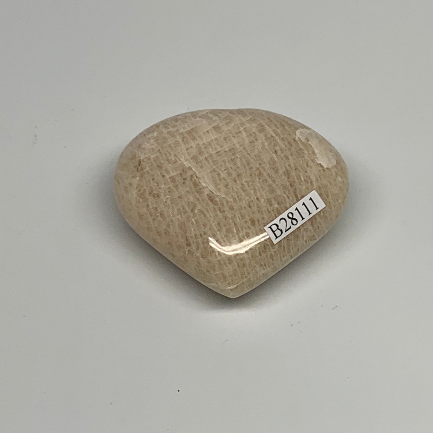 64.4g, 1.9"x2"x0.8", Peach Moonstone Heart Crystal Polished Gemstone, B28111