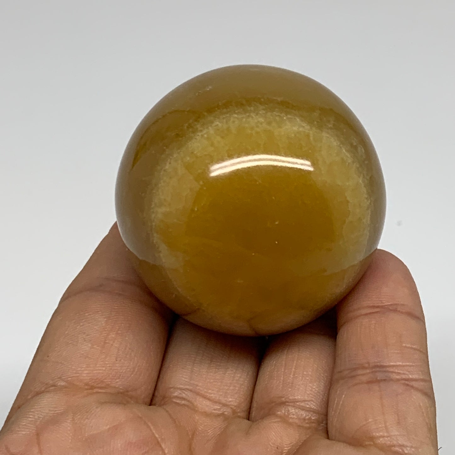 139.9g,1.8"(46mm), Honey Calcite Sphere Polished Gemstone, B35325