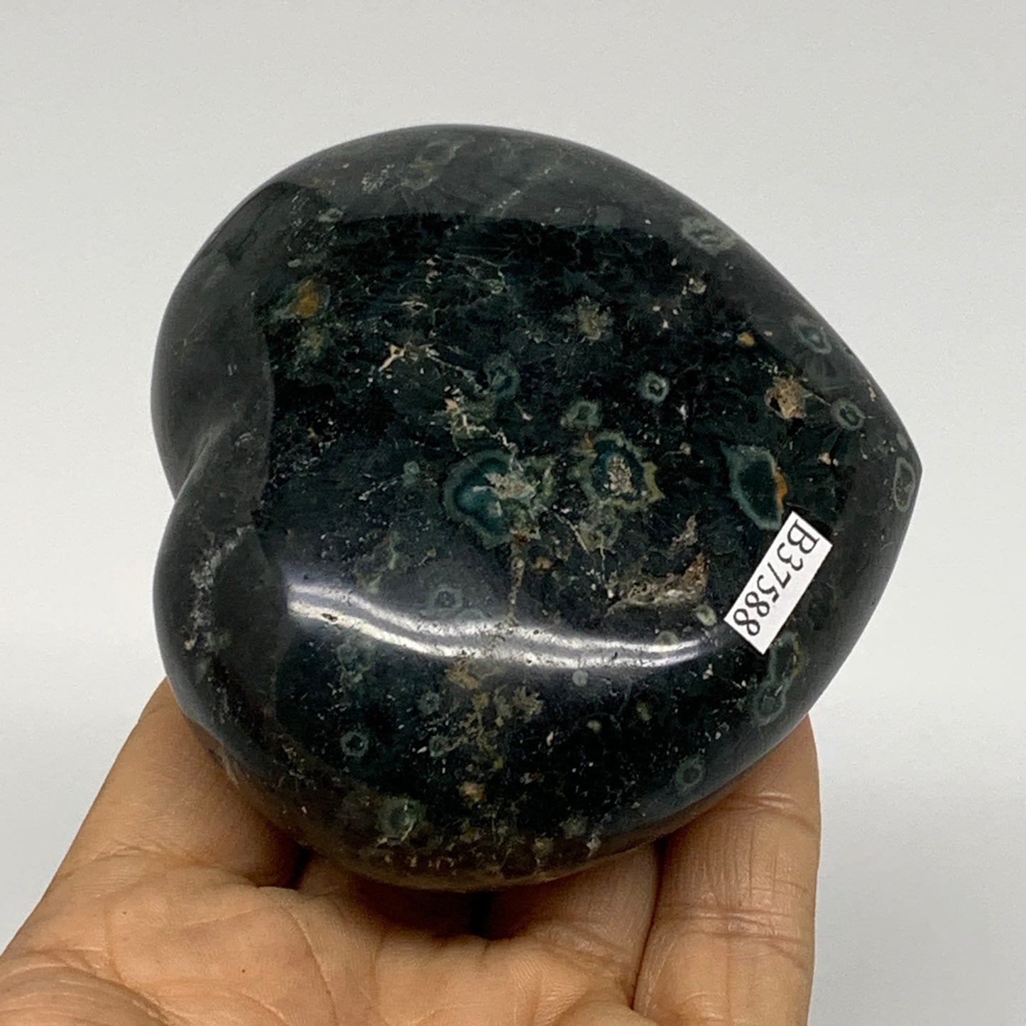 0.73 lbs, 3"x3.4"x1.5", Kambaba Jasper Heart Crocodile Polished Crystal, B37588