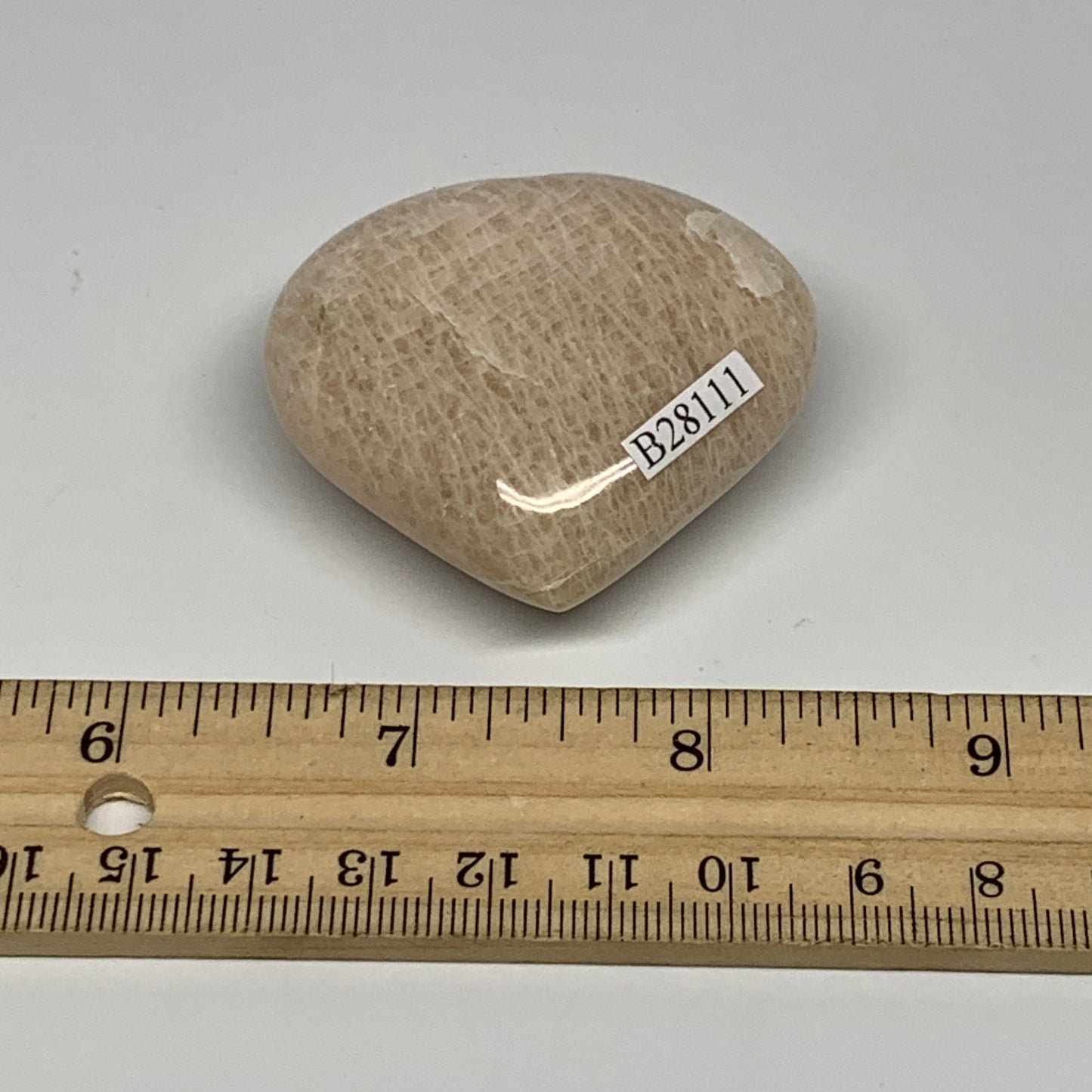 64.4g, 1.9"x2"x0.8", Peach Moonstone Heart Crystal Polished Gemstone, B28111