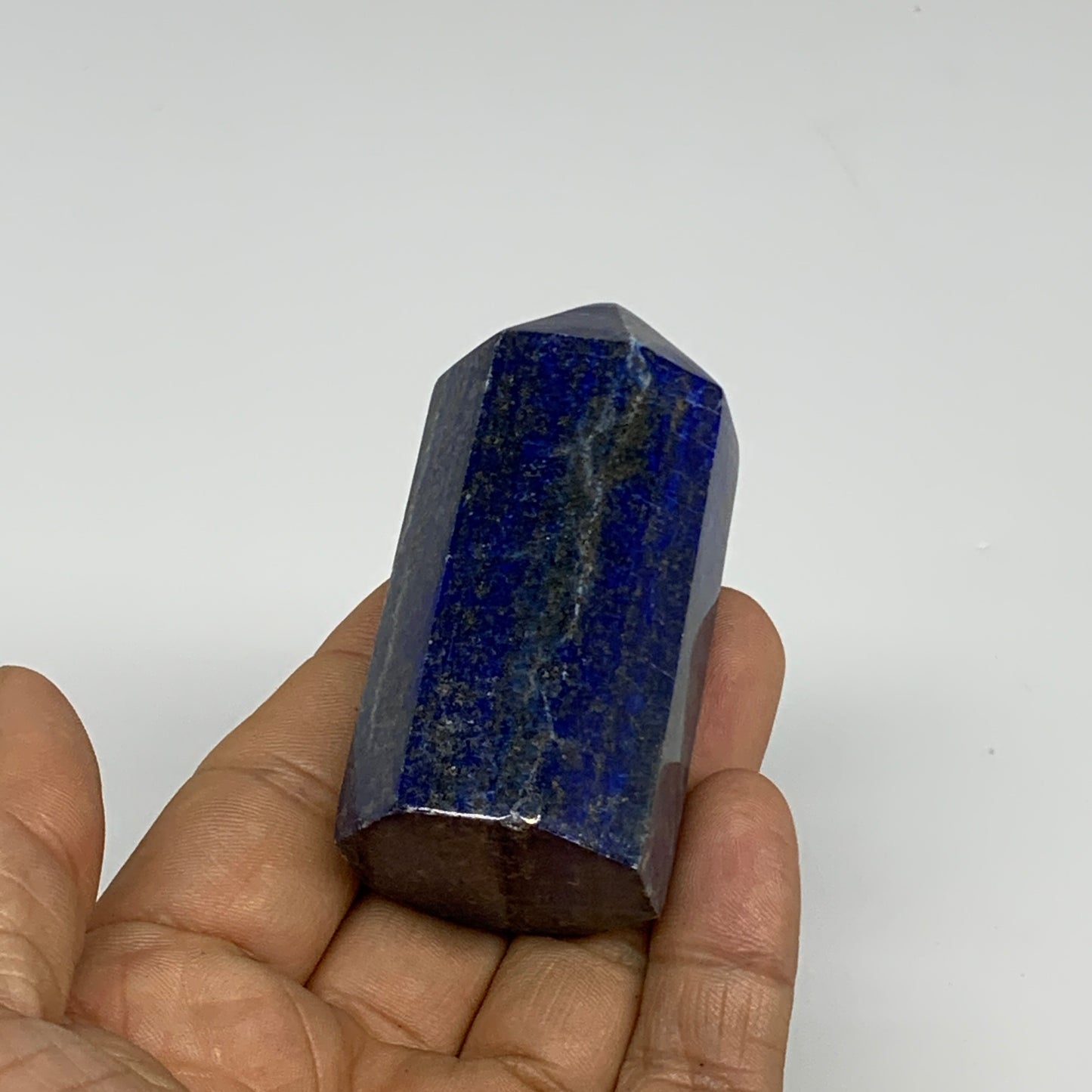 143.8g, 2.6"x1.2", Natural Lapis Lazuli Tower Point Obelisk Afghanistan,B30386