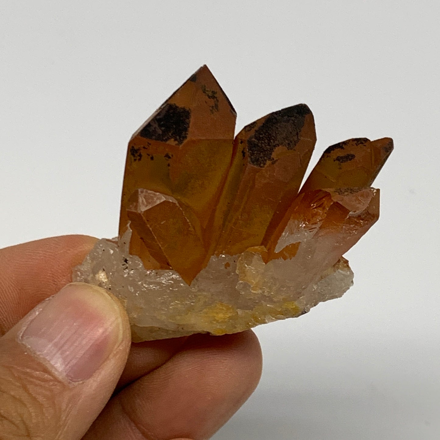 37.9g, 1.6"x1.9"x0.8", Orange Quartz Cluster Crystal Terminated @Brazil, B28903
