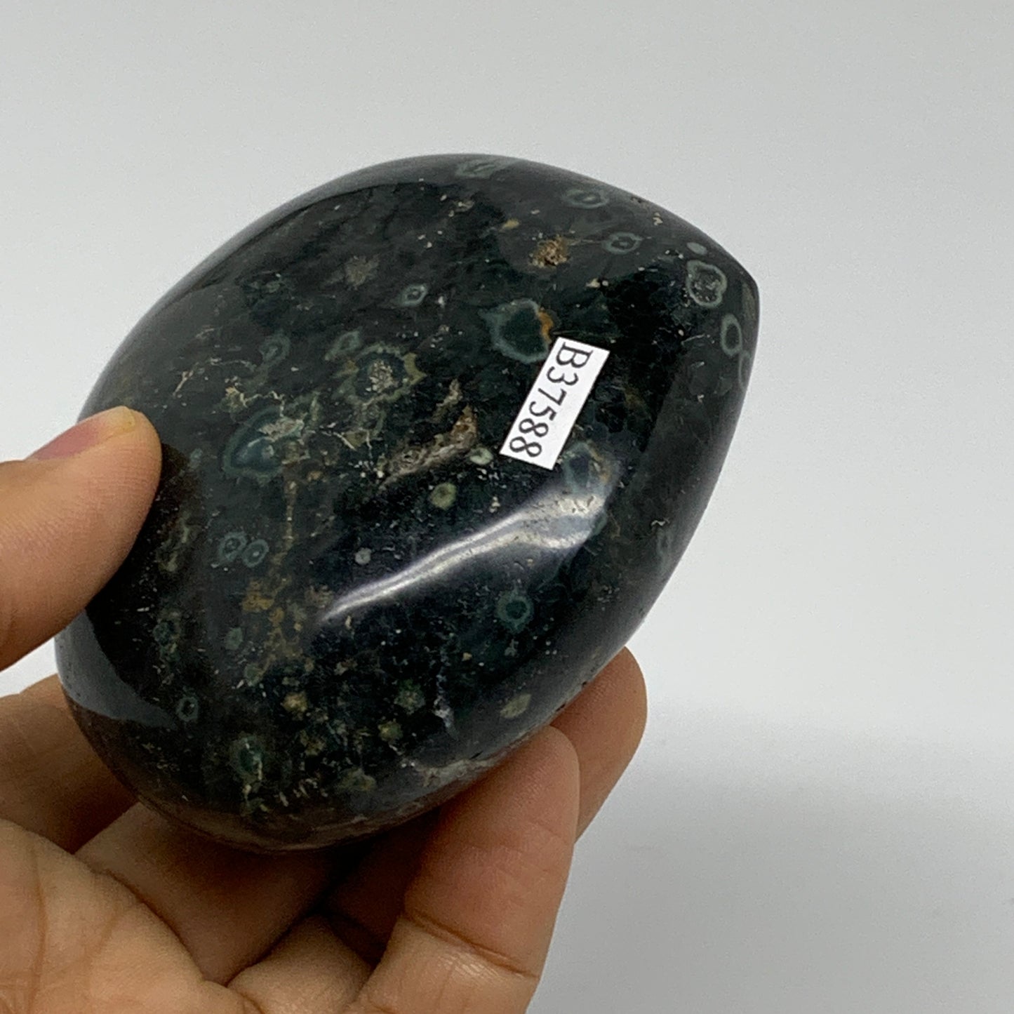 0.73 lbs, 3"x3.4"x1.5", Kambaba Jasper Heart Crocodile Polished Crystal, B37588