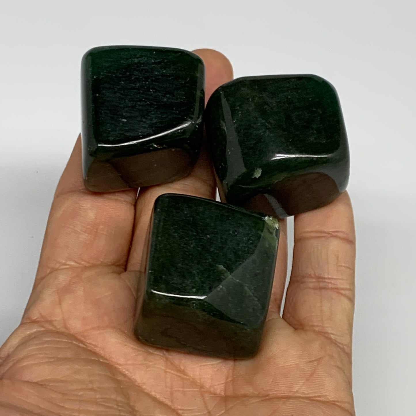 166.9g, 1.1"-1.2", 3pcs, Natural Nephrite Jade Tumbled Stone @Afghanistan,B31908