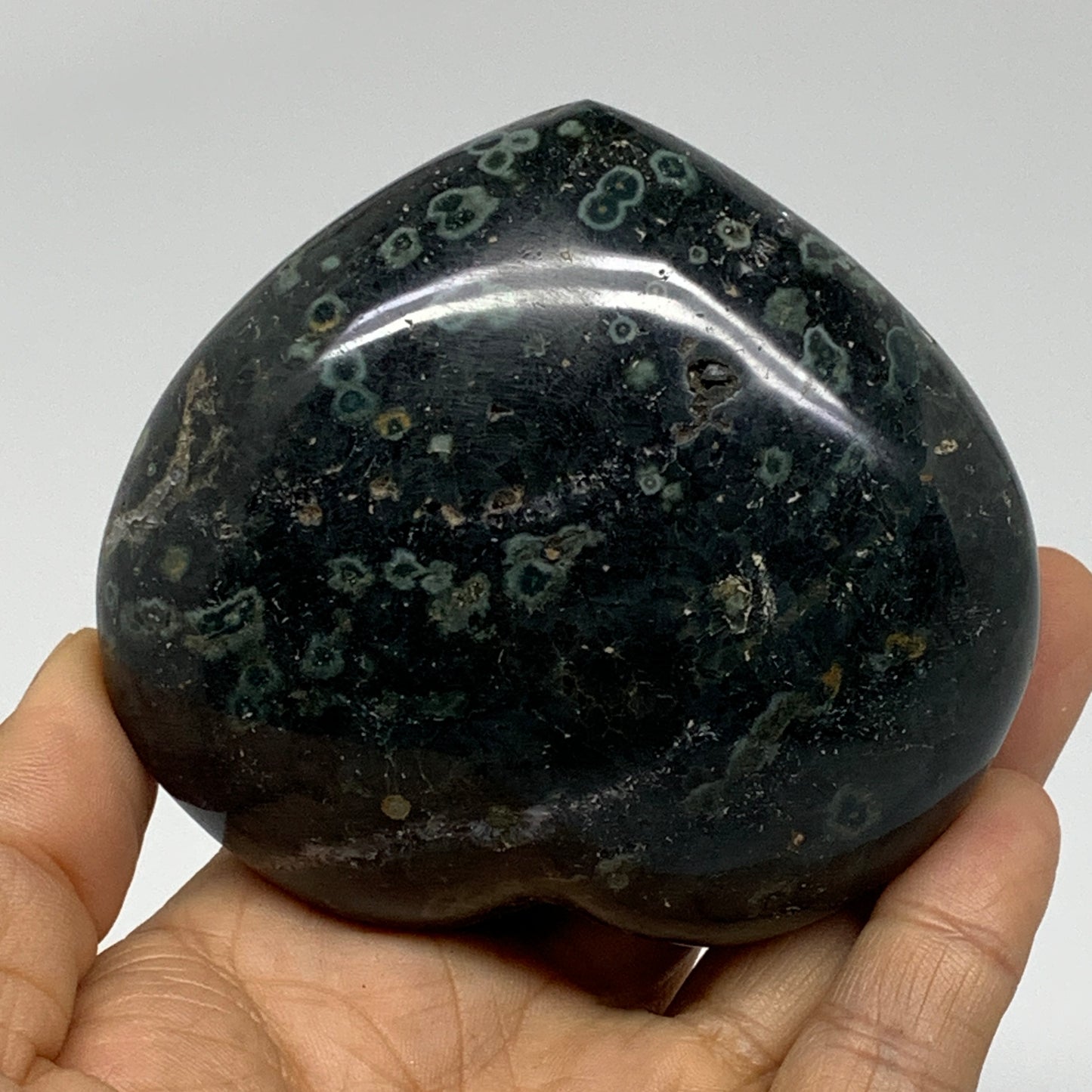 0.73 lbs, 3"x3.4"x1.5", Kambaba Jasper Heart Crocodile Polished Crystal, B37588