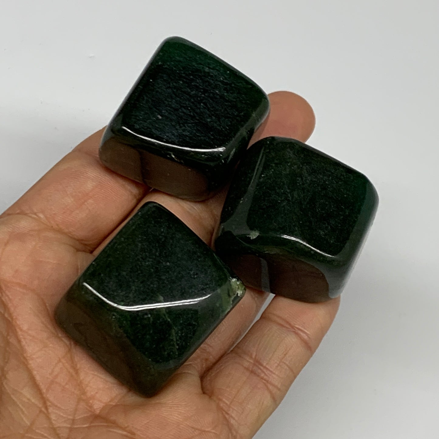 166.9g, 1.1"-1.2", 3pcs, Natural Nephrite Jade Tumbled Stone @Afghanistan,B31908