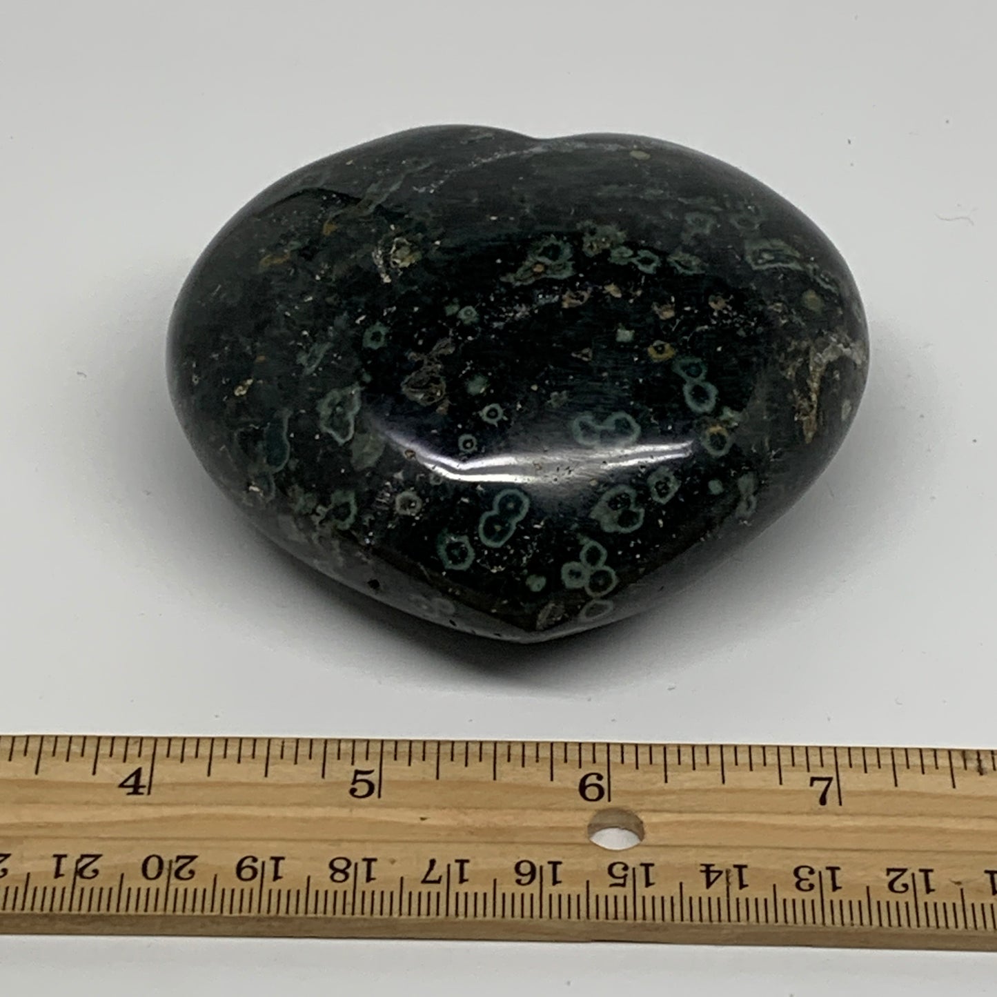 0.73 lbs, 3"x3.4"x1.5", Kambaba Jasper Heart Crocodile Polished Crystal, B37588