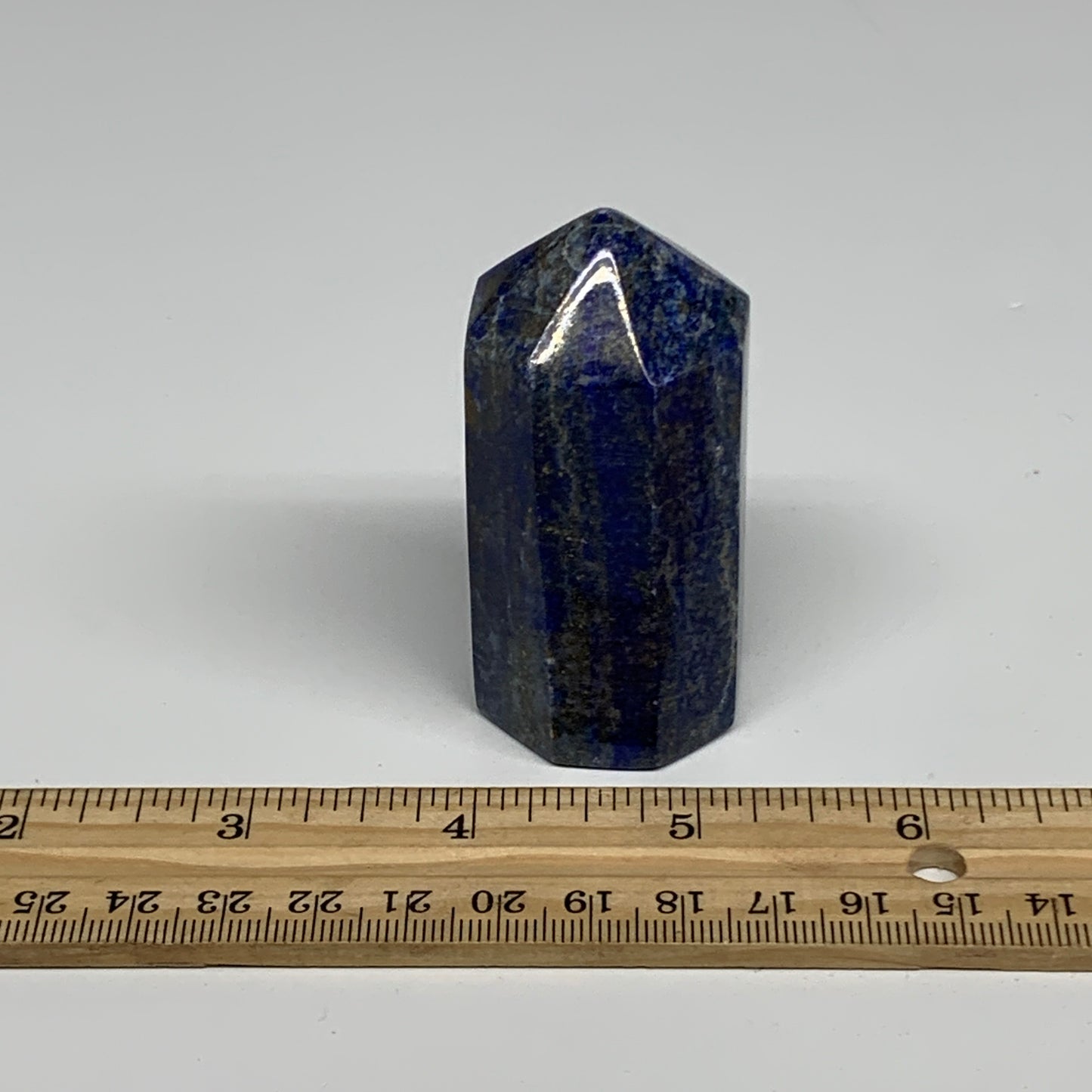143.8g, 2.6"x1.2", Natural Lapis Lazuli Tower Point Obelisk Afghanistan,B30386