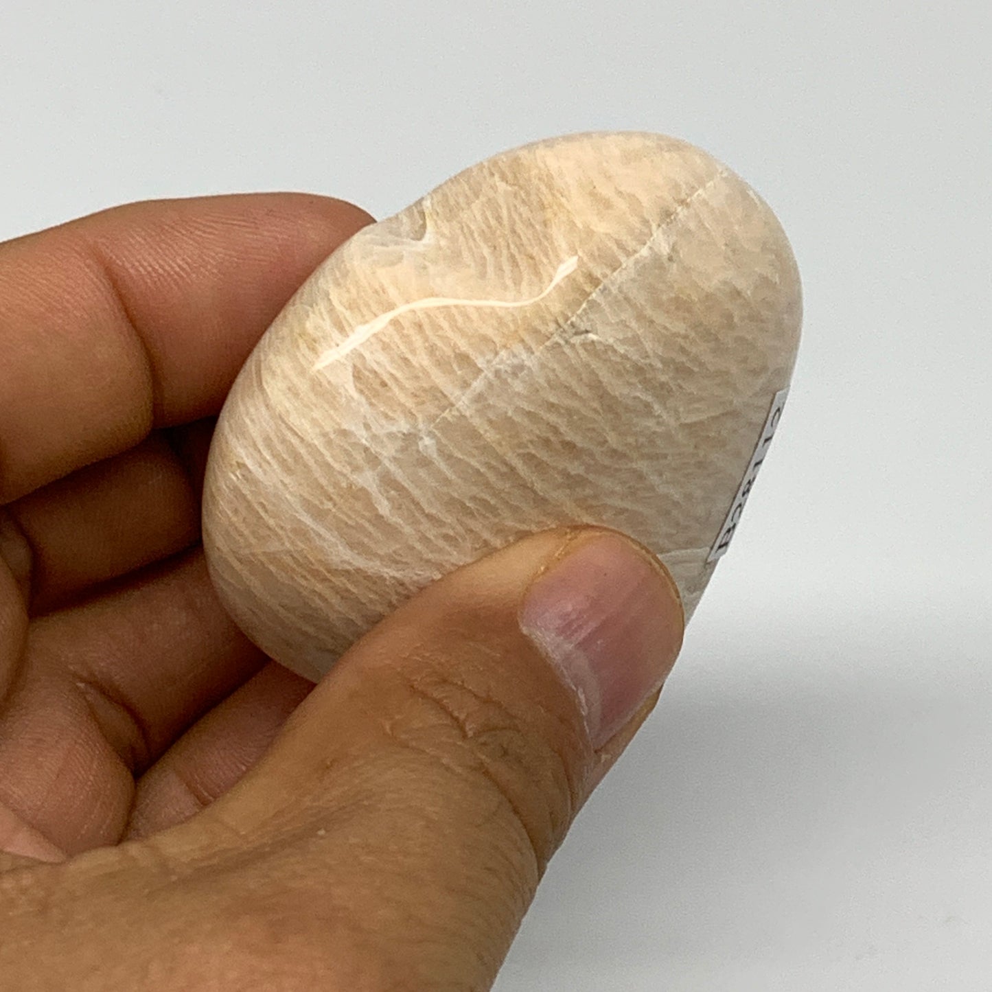 88.9g, 2.2"x2.1"x1", Peach Moonstone Heart Crystal Polished Gemstone, B28112