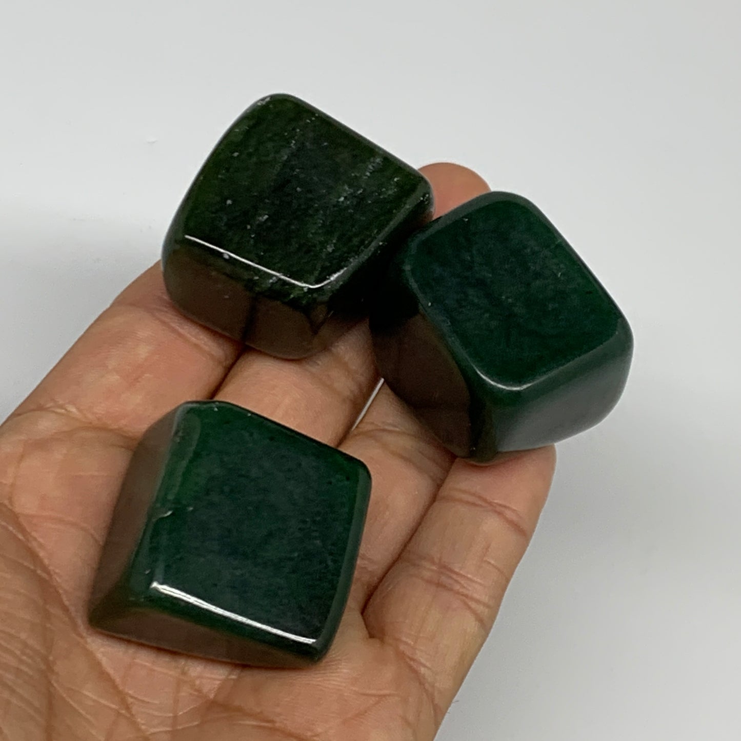 166.9g, 1.1"-1.2", 3pcs, Natural Nephrite Jade Tumbled Stone @Afghanistan,B31908